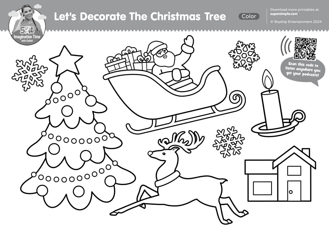 imagination time - let's decorate the christmas tree coloring page